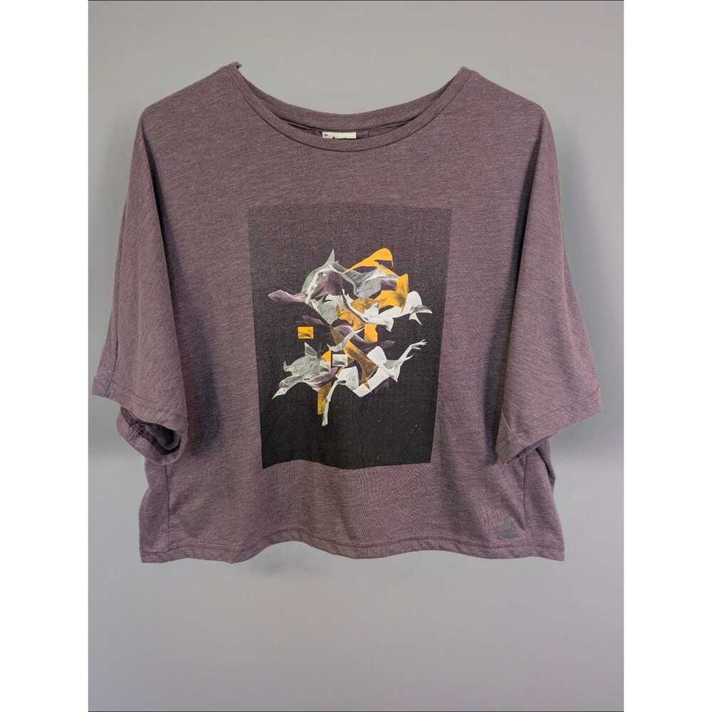 Women's Reebok Speedwick Short Sleeve Oversized Crop Graphic Shirt Purple Med